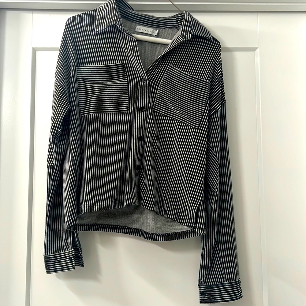 Paper Crane Vintage Look Crop Button Up